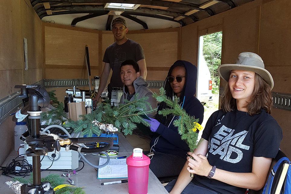 Students working in the field